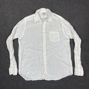J.Crew Shirt White Linen Blend Old Money Long Sleeve Button Down Size Large